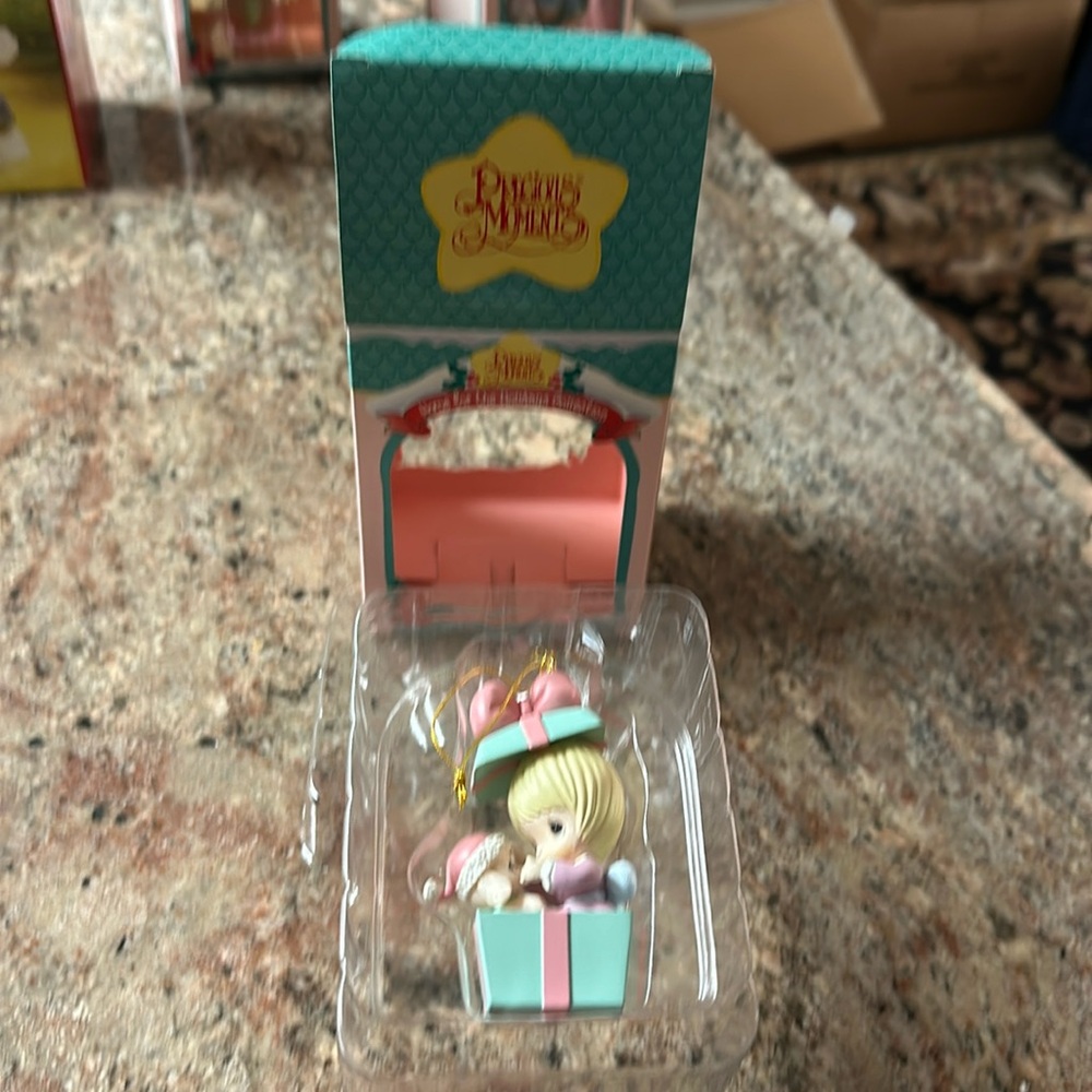 VTG. Precious Moments “Home for the Holiday Collection”  Girl & Puppy Present.